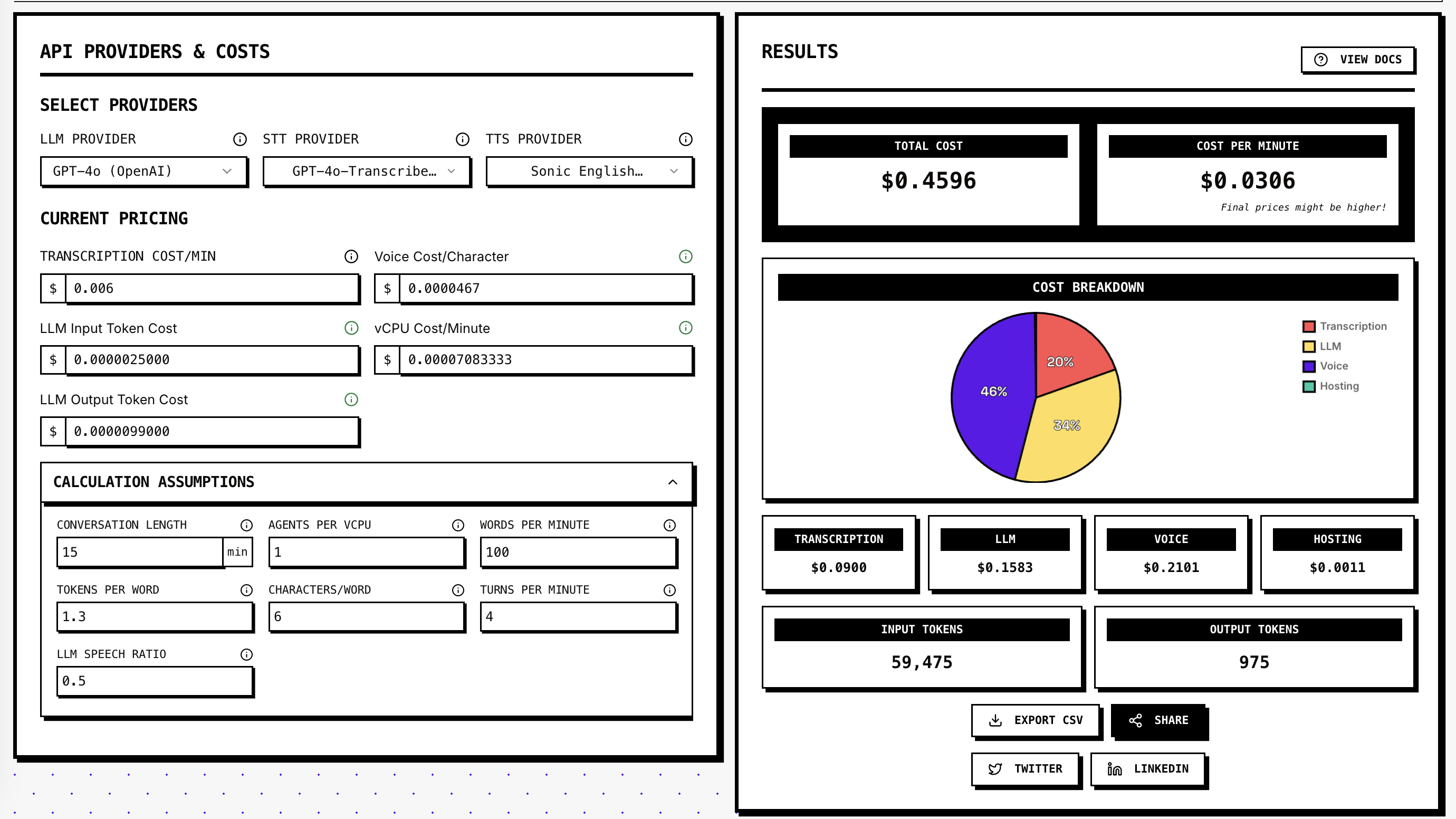 Compare voice model costs across providers